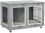 PawHut Hundeh&uuml;tte mit Kissen 2 Verriegelungen Doppelt&uuml;ren Grau 90 x 58 x 65 cm
