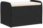 vidaXL Sitzbank mit Stauraum & Kissen Schwarz 80x51x52 cm Poly Rattan