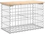 vidaXL Gartenbank aus Gabionen 63x31,5x42 cm Massivholz Kiefer