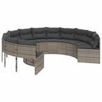 vidaXL Gartensofa mit Kissen Rund Grau Poly Rattan 3318541