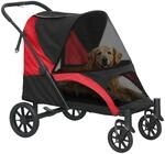 PawHut Hundewagen Polyester Stahl Schwarz 124L x 67B x 100H cm