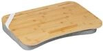 Relaxdays Laptopkissen Bambus Grau Antirutsch mit Bambusablage 8 cm x 51 cm x 36 cm