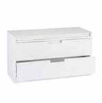 Relaxdays Sitzkommode MDF Stoff Wei&szlig; Mit 2 Schubladen 45 cm x 80 cm x 36 cm 18 kg