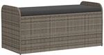 vidaXL Sitzbank mit Stauraum & Kissen Grau 115x51x52 cm Poly Rattan