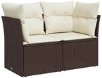 vidaXL Gartensofa mit Kissen 2-Sitzer Braun Poly Rattan 366217