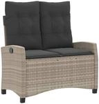 vidaXL Gartenbank Verstellbar mit Kissen Hellgrau Poly Rattan 105 x 66 x 93 cm