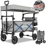 Sekey Faltbarer Bollerwagen mit Dach 150KG Kinder Transportwagen Grau