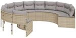 vidaXL Gartensofa mit Kissen Rund Beige Poly-Rattan 3318542
