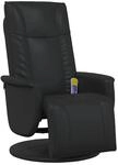 vidaXL Massagesessel mit Fu&szlig;teil Schwarz Kunstleder 356517