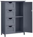 Vasagle Schmaler Badschrank mit 4 Schubladen 30 cm x 55 cm x 81 cm Grau