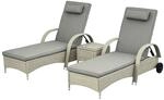 Outsunny Liege Metall PE Polyrattan Hartglas Grau L200 x B73 x H 30&ndash;103 cm