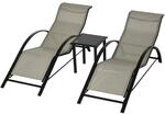 Outsunny Gartenliege mit Tisch und 2 Sonnenliegen Grau Schwarz