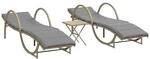vidaXL Sonnenliegen 2 Stk mit Tisch Beige Poly Rattan 368267