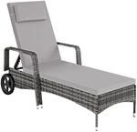 Tectake Rattan Sonnenliege Widerstandsf&auml;hig Uv Best&auml;ndig 200 x 70 x 33 cm Grau