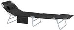 SoBuy Gartenliege mit Seitentasche Klappbar Metall Schwarz OGS35-SCH