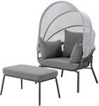 Leco Sessel mit Fu&szlig;hocker Clara Anthrazit