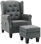 vidaXL Massagesessel mit Hocker Hellgrau Stoff 320161