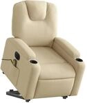 vidaXL Elektrischer Massagesessel mit Aufstehhilfe Creme Stoff Modell 1