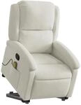 vidaXL Massagesessel mit Aufstehhilfe Creme Samt 3204320