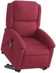 vidaXL Massagesessel mit Aufstehhilfe Wei&szlig;rot Samt