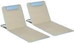 Outsunny Strandliege Stahl Oxfordstoff Beige Hellblau 124L x 53B x 35-45H cm