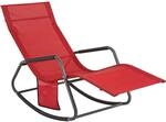 SoBuy Schaukelliege mit Seitentasche Metallrohr Kunstfasergewebe Rot OGS47-R