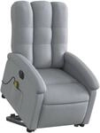 vidaXL Elektrischer Massagesessel mit Aufstehhilfe Hellgrau Stoff Modell 1