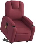 vidaXL Elektrischer Massagesessel mit Aufstehhilfe Wei&szlig;rot Stoff Modell 2