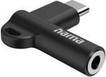 Hama Aux-Adapter USB-C 90&deg; Winkelstecker 3,5 mm Klinke Buchse Schwarz