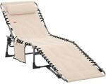 Outsunny Sonnenliege Stahl Polyester Beige 188L x 57B x 30H cm