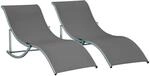 Outsunny Sonnenliege Gartenliegen im 2er-Set Ergonomisch Dunkelgrau