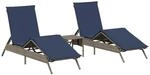 vidaXL Sonnenliegen 2 Stk mit Tisch Grau Poly Rattan 4002716