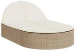 vidaXL Doppel-Sonnenliege mit Auflagen Beige Poly Rattan 368650