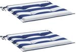 vidaXL Gartenstuhl-Kissen 2 Stk Blau & Wei&szlig; Gestreift 50x50x4cm Stoff 361077
