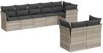 vidaXL 8-Tlg Garten-Sofagarnitur mit Kissen Hellgrau Poly Rattan 3217912