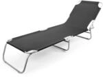 BigDean Sonnenliege Klappbar Schwarz 150 kg Belastbar 4 Fach Verstellbarer