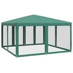 vidaXL Partyzelt mit 8 Mesh-Seitenteilen Gr&uuml;n 4x4 m HDPE 4010063