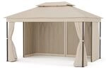 Blumfeldt Mondo Dual 3x4 m Pavillon mit Doppeldach und Moskitonetzen Beige