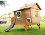 Axi Spielhaus Emma Braun/Gr&uuml;n mit Rutsche Grau 349 cm x 193 cm x 193 cm FSC&reg;