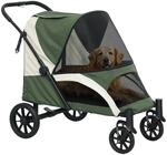 PawHut Pet Stroller Polyester Stahl 124L x 67B x 100H cm Dunkelgr&uuml;n