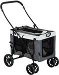 PawHut Hundebuggy 2 in 1 Hundewagen Oxford Stahl Grau 81L x 58B x 97,5H cm