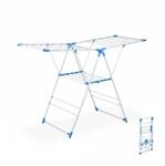 Relaxdays W&auml;schest&auml;nder Eisen Kunststoff Wei&szlig; Blau Klappbar mit Fl&uuml;geln 99 cm x