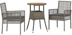 vidaXL Garten Essgruppe 3-Tlg Grau Poly Rattan 3334953