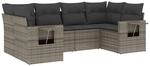 vidaXL 6-Tlg Garten-Sofagarnitur mit Kissen Grau Poly Rattan 3252917