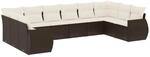 vidaXL 10-Tlg Garten-Sofagarnitur mit Kissen Braun Poly Rattan 3254210
