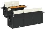 vidaXL 6-Tlg Garten-Sofagarnitur mit Kissen Schwarz Poly Rattan 3327101