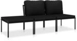 vidaXL 3-tlg Garten-Lounge-Set mit Auflagen Schwarz PVC Modell 1
