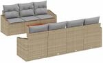 vidaXL Garten-Sofa-Set mit Kissen 8-Tlg Beige Poly Rattan 3347791