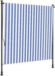 vidaXL Au&szlig;enrollo Blau und Wei&szlig; 200x270 cm Stoff und Stahl 368767