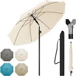 WOLTU Sonnenschirm Strandschirm H&ouml;henverstellbar 45&deg; Knickbar Beige 155cm